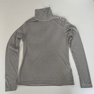 HM Womens Small Black White Striped Ribbed Long Sleeve Turtleneck Top